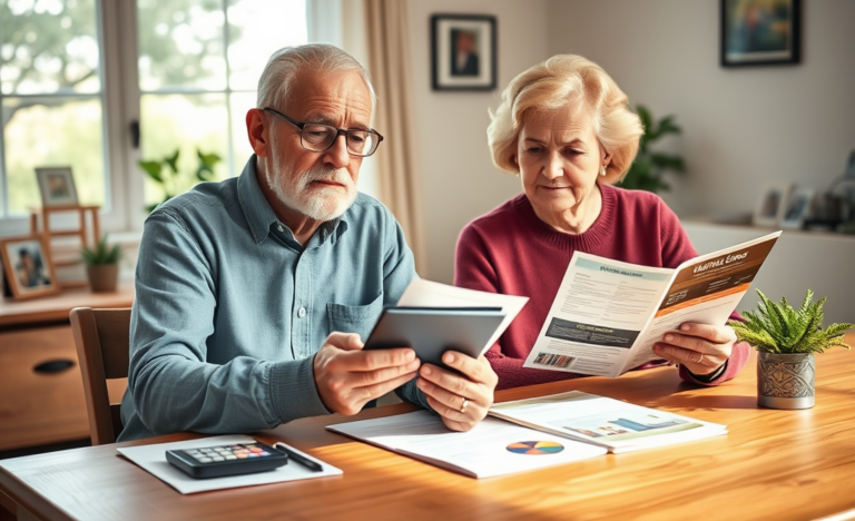 Un retraité examinant les conditions d'un prêt adapté à ses besoins financiers.